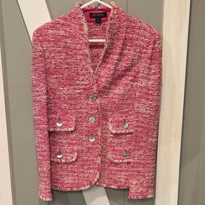 St. John Red and White Tweed Blazer
